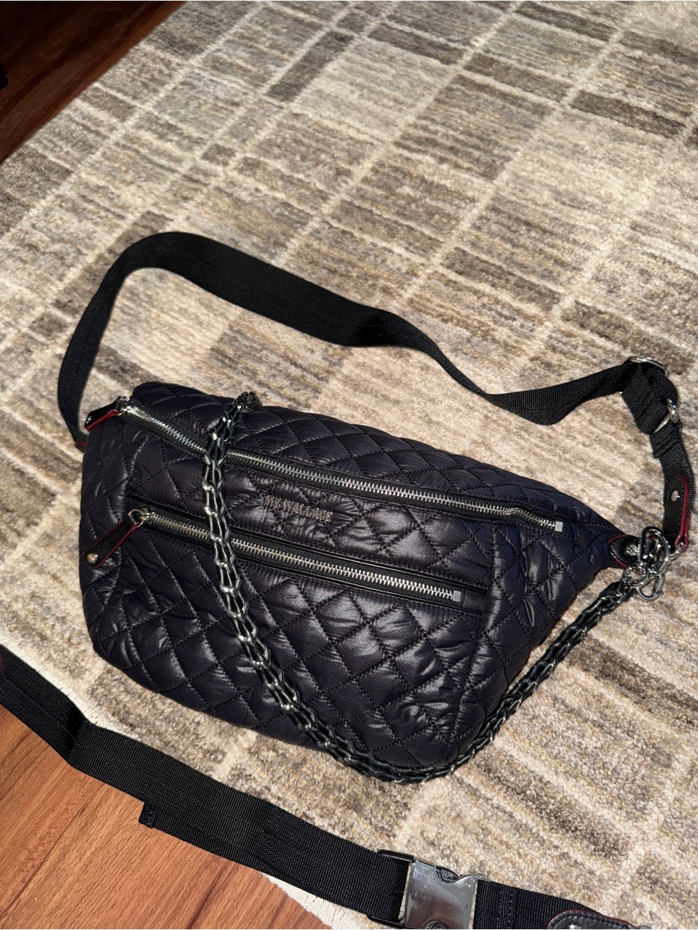 Quilted MZ Wallace Crosby Black Belt Bag EUC
